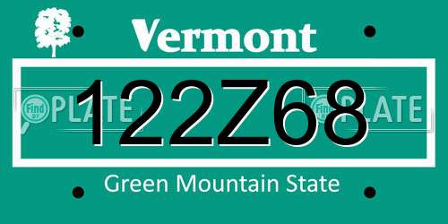 122Z68 Vermont License Plate