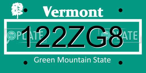 122ZG8 Vermont License Plate