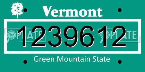 1239612 Vermont License Plate