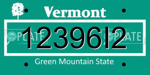 12396I2 Vermont License Plate