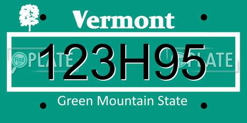 123H95 Vermont License Plate