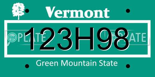 123H98 Vermont License Plate