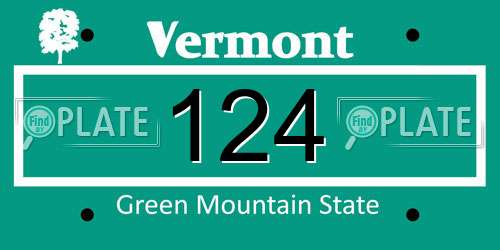 124 Vermont License Plate