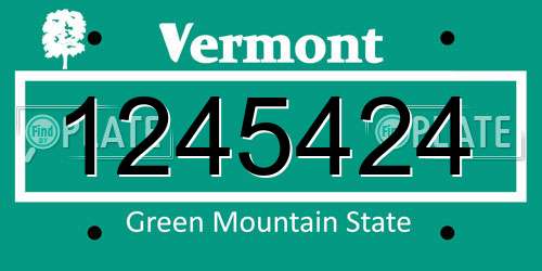 1245424 Vermont License Plate