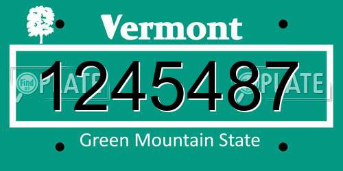 1245487 Vermont License Plate