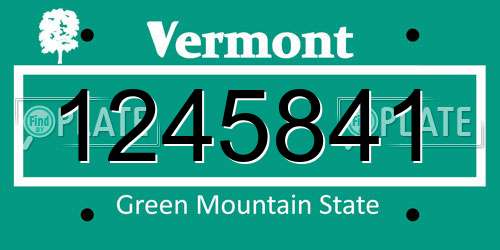 1245841 Vermont License Plate