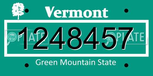 1248457 Vermont License Plate