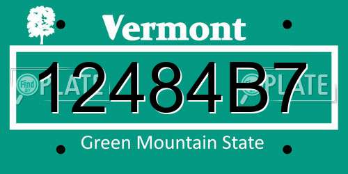 12484B7 Vermont License Plate
