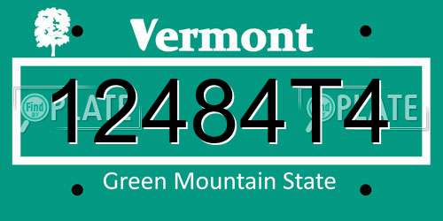 12484T4 Vermont License Plate