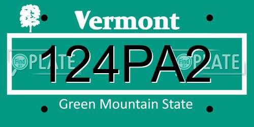 124PA2 Vermont License Plate