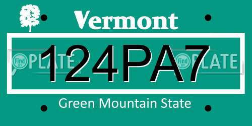 124PA7 Vermont License Plate
