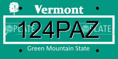 124PAZ Vermont License Plate