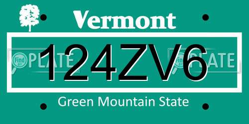 124ZV6 Vermont License Plate