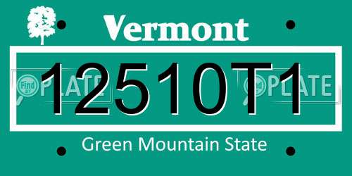 12510T1 Vermont License Plate