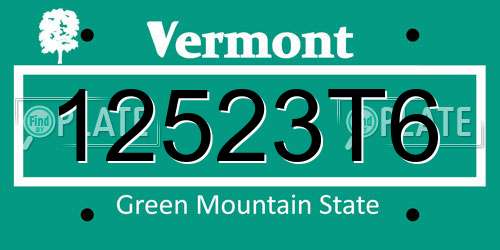 12523T6 Vermont License Plate
