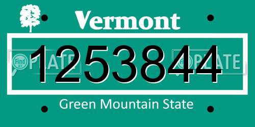 1253844 Vermont License Plate