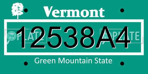 12538A4 Vermont License Plate
