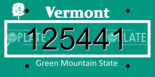 125441 Vermont License Plate