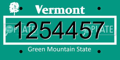 1254457 Vermont License Plate