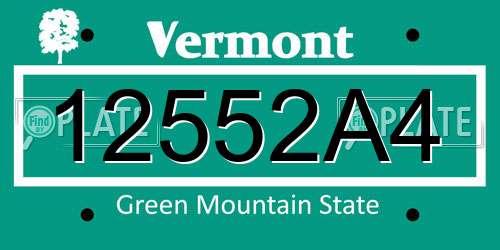 12552A4 Vermont License Plate