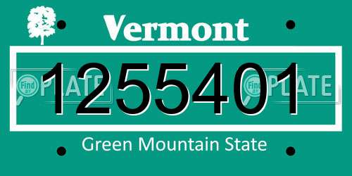 1255401 Vermont License Plate