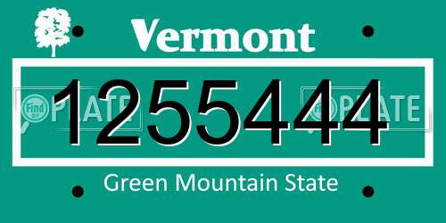 1255444 Vermont License Plate