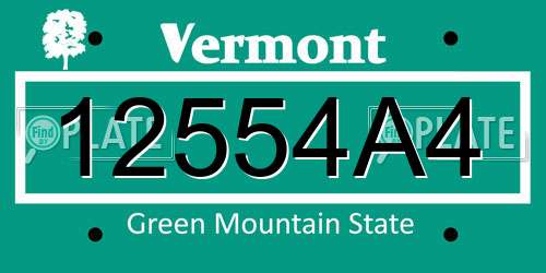 12554A4 Vermont License Plate