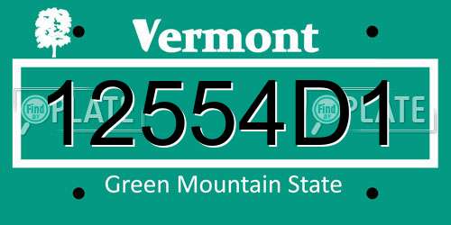 12554D1 Vermont License Plate
