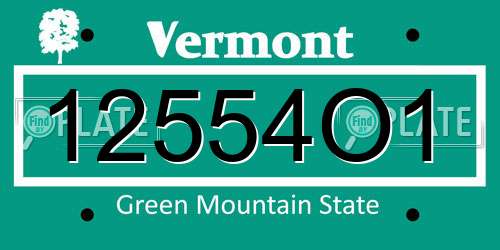 12554O1 Vermont License Plate
