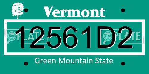 12561D2 Vermont License Plate