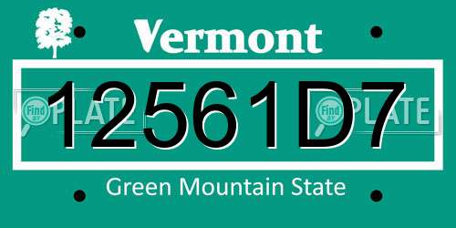 12561D7 Vermont License Plate