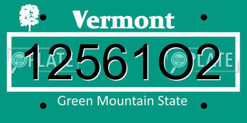 12561O2 Vermont License Plate