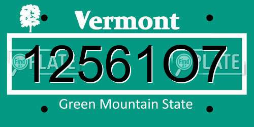 12561O7 Vermont License Plate