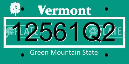 12561Q2 Vermont License Plate