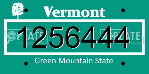 1256444 Vermont License Plate