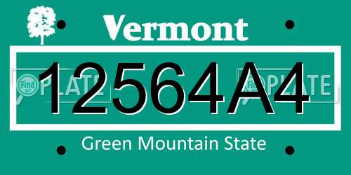 12564A4 Vermont License Plate