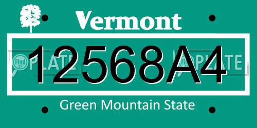 12568A4 Vermont License Plate