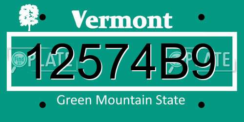 12574B9 Vermont License Plate