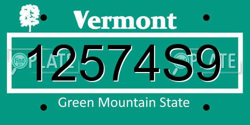 12574S9 Vermont License Plate