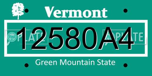 12580A4 Vermont License Plate