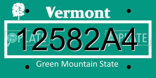 12582A4 Vermont License Plate