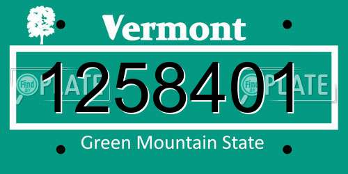 1258401 Vermont License Plate