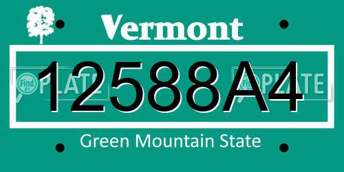 12588A4 Vermont License Plate