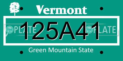 125A41 Vermont License Plate
