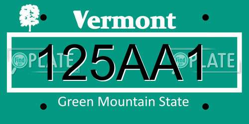 125AA1 Vermont License Plate