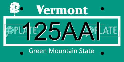125AAI Vermont License Plate