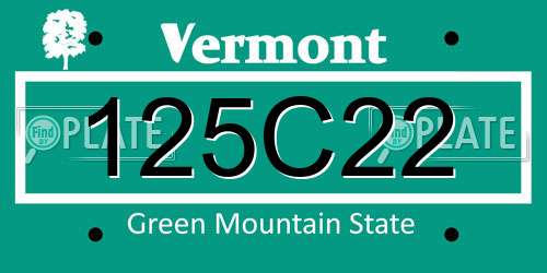 125C22 Vermont License Plate
