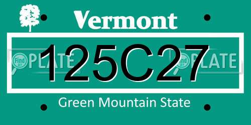 125C27 Vermont License Plate