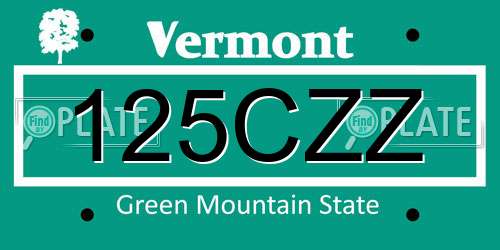 125CZZ Vermont License Plate
