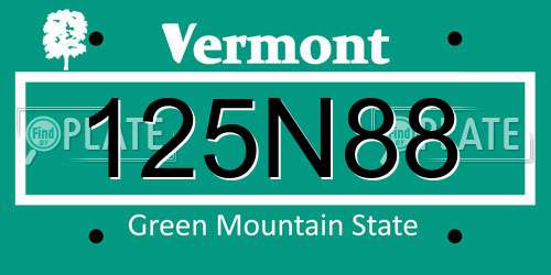 125N88 Vermont License Plate